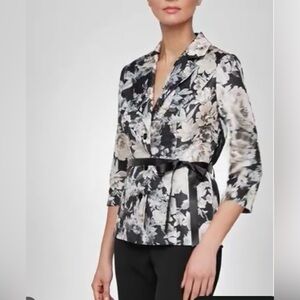 Alex Evenings Women Stretch Taffeta 3/4 Sleeve Formal Blouse  party top Floral M
